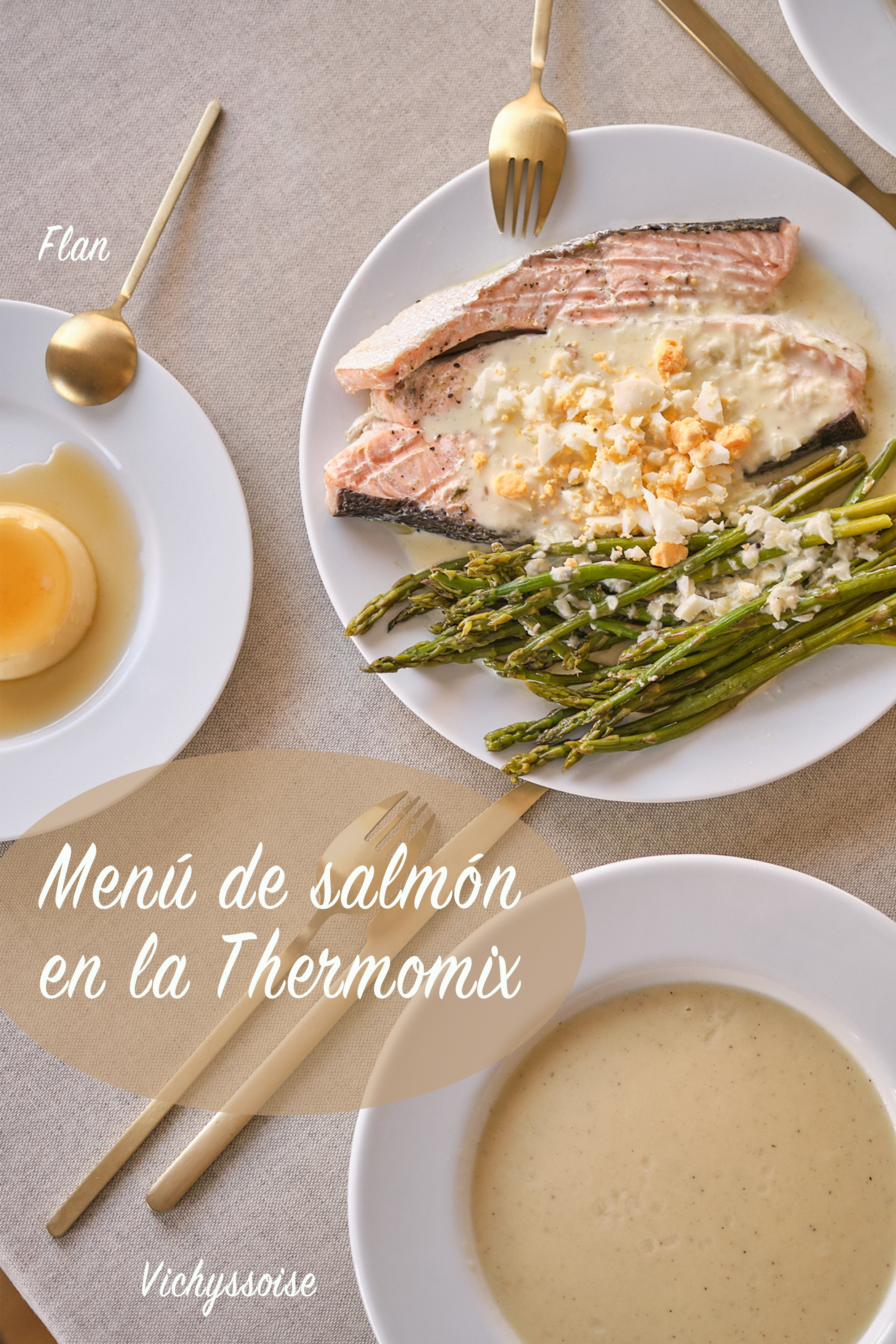 Menú de salmón en la thermomix (entrante, plato y postre)