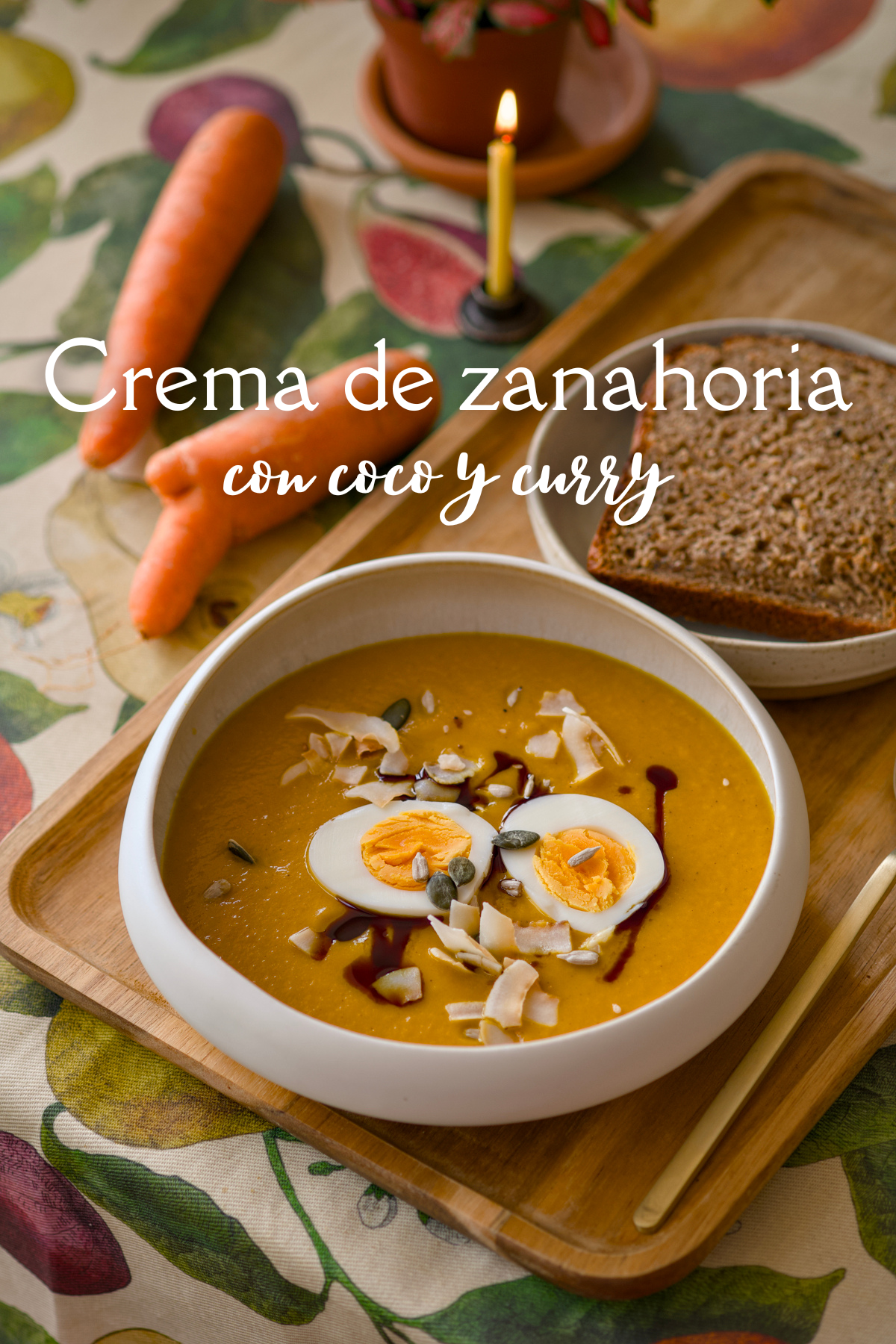 Crema de zanahoria con leche de coco y curry