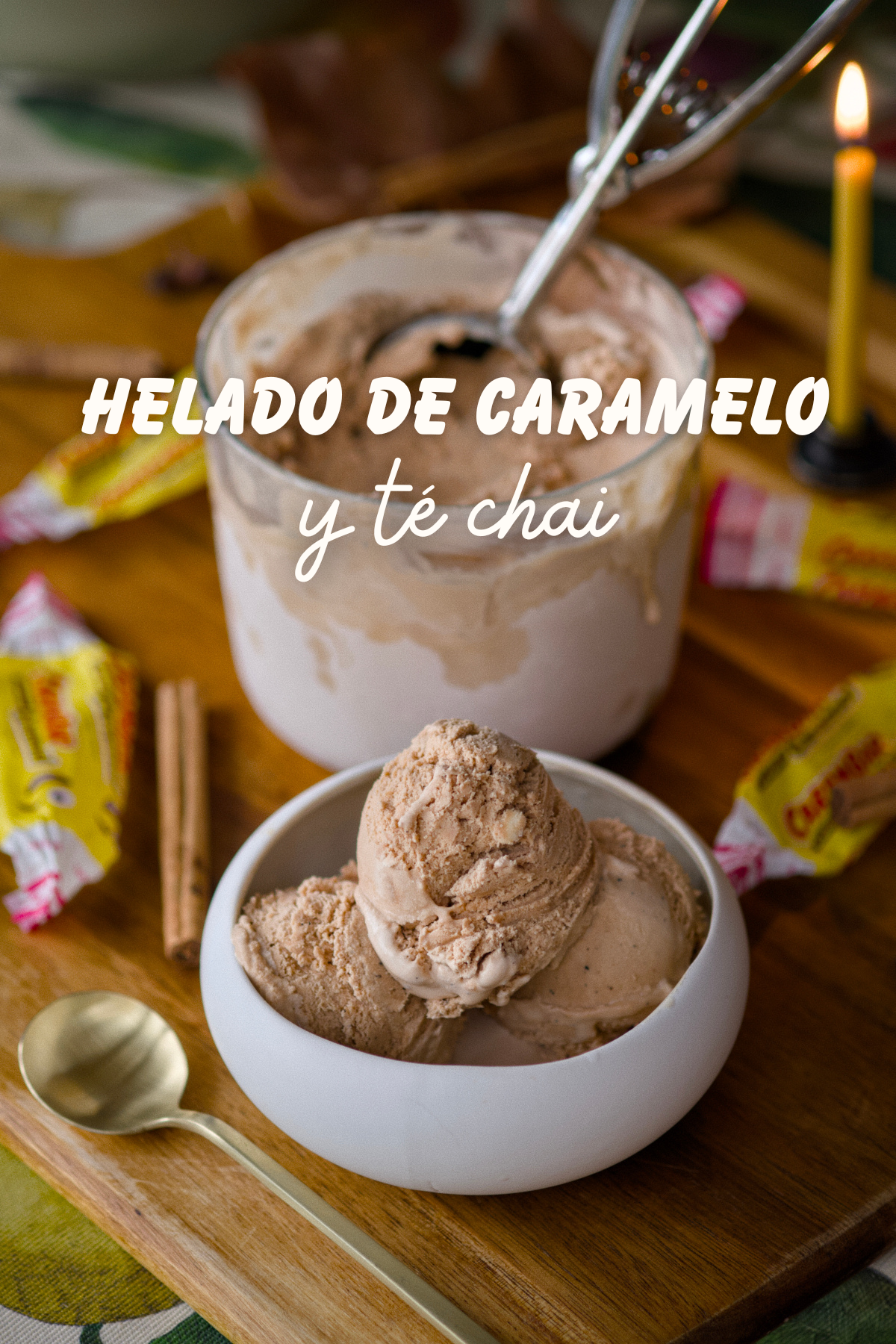 Helado de caramelo y té chai