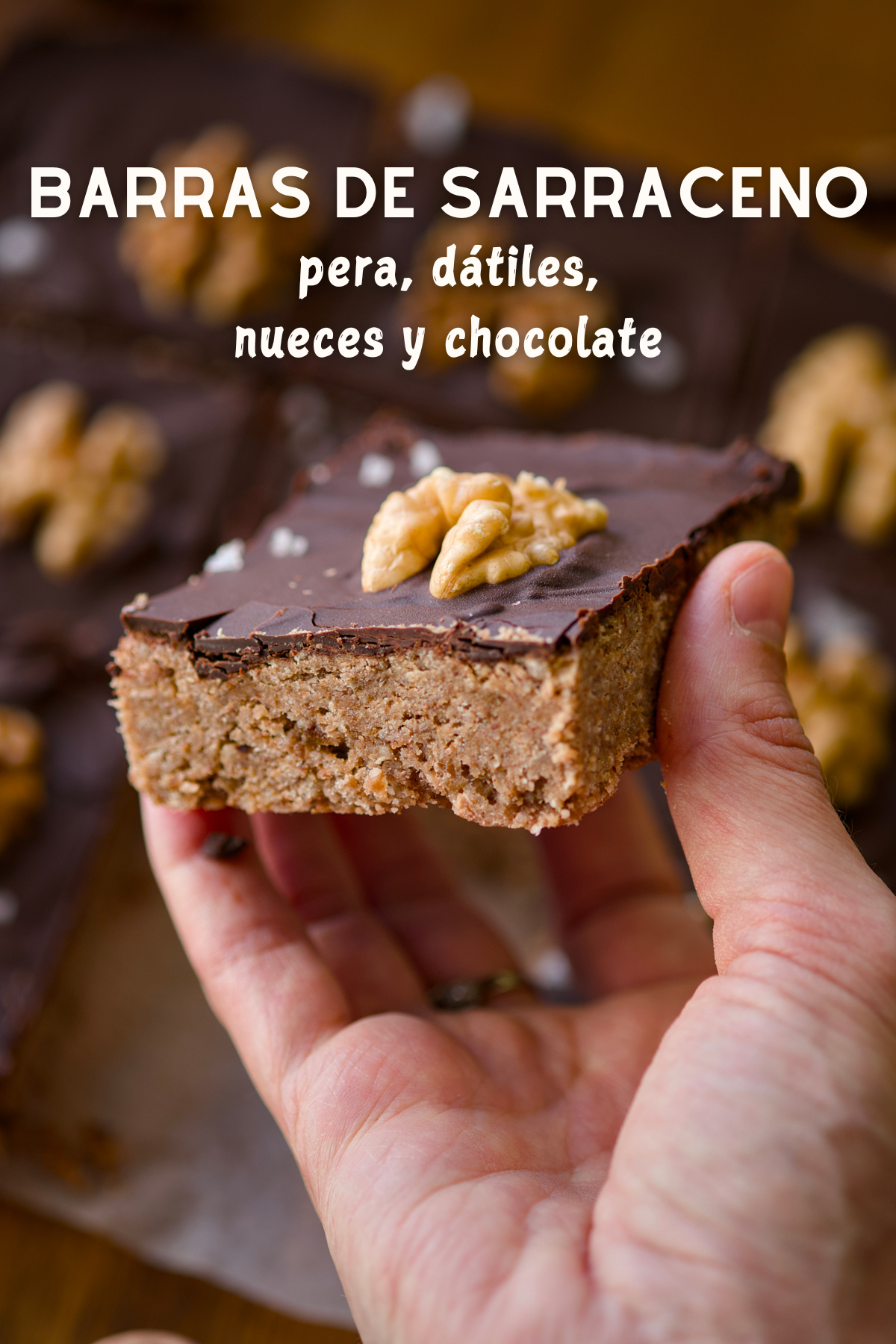 Barras de sarraceno y fruta con nueces y chocolate (sin gluten)