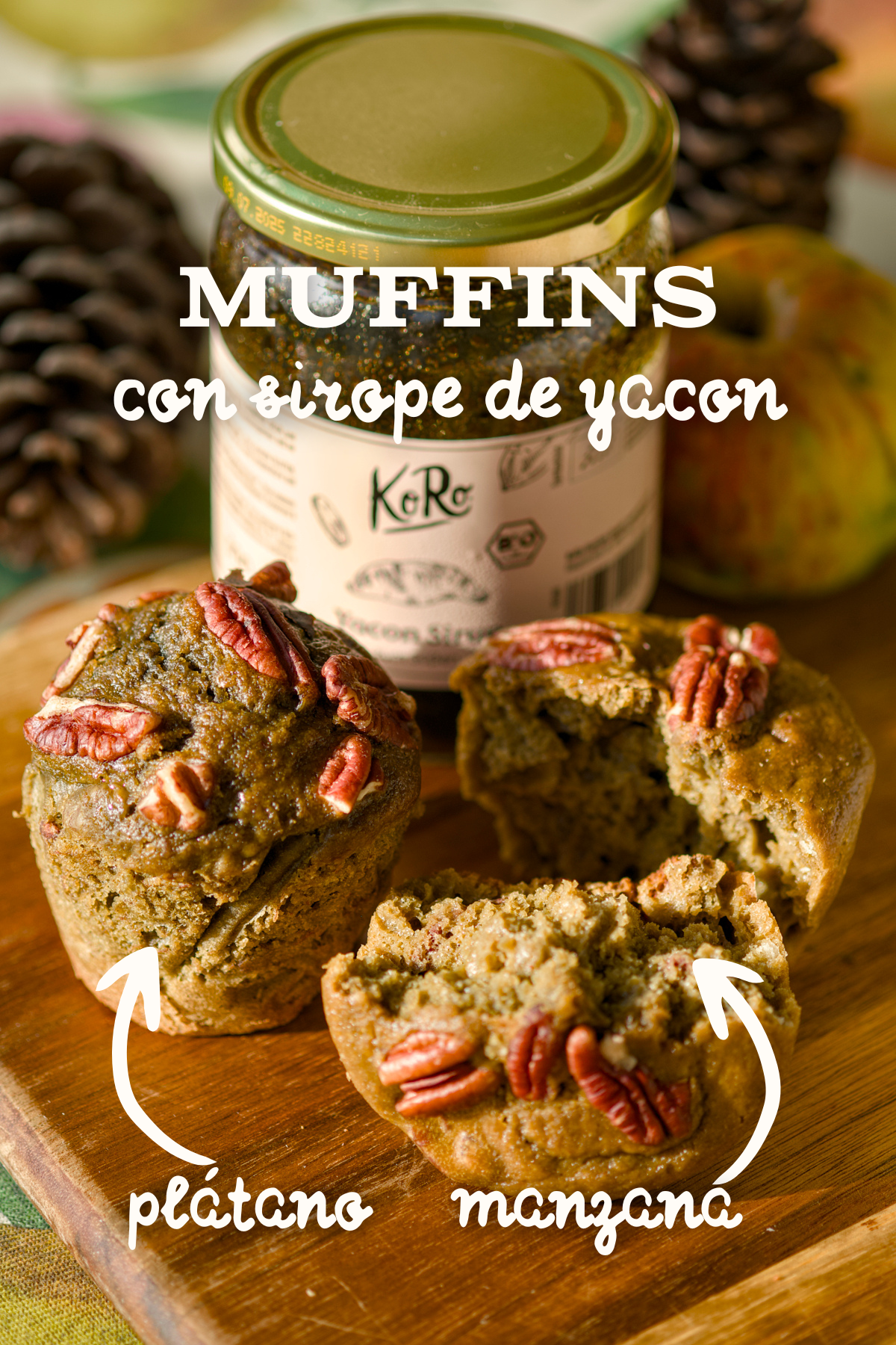 Muffins con sirope de yacón (manzana o plátano)