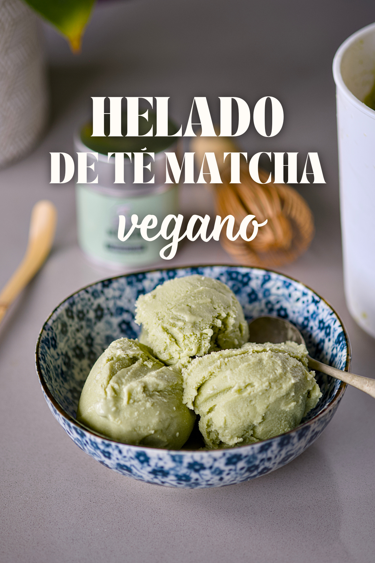 Helado de té matcha vegano